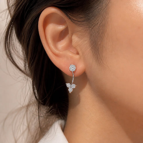 AURA — moissanite ear-jacket earrings, Silver