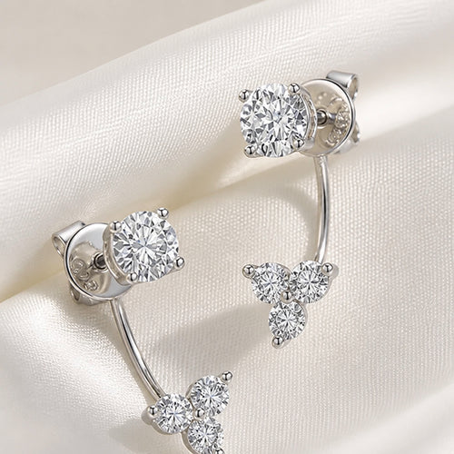 AURA — moissanite ear-jacket earrings, Silver